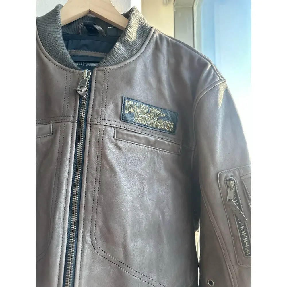 Harley-Davidson Men's Mid-weight Brown Leather Jacket XL